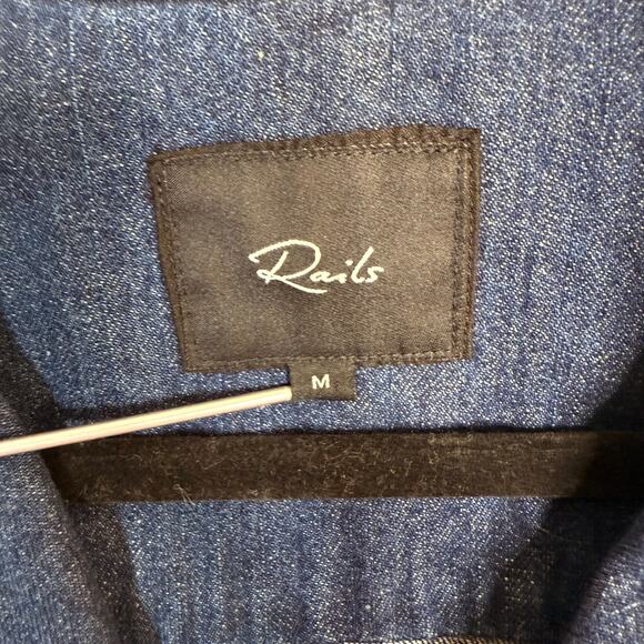 Rails Lisette Denim Mini Shirt Dress Women’s Medium Blue Raw Hem NEW $248 - Picture 4 of 6